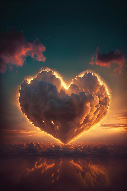 Heart shaped cloud in the shape of a heart generative ai