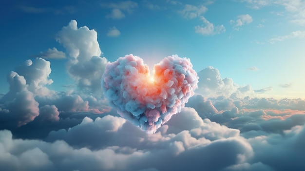 A heart shaped cloud in the sky