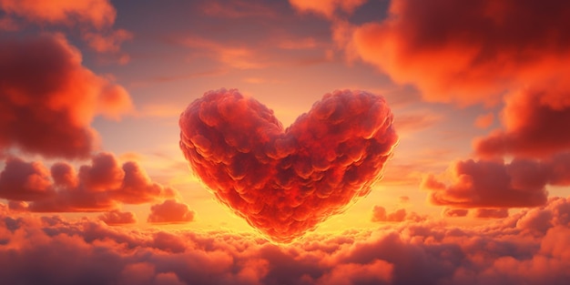 Premium AI Image | a heart shaped cloud with the sun behind it