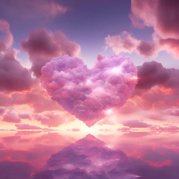 Heart shaped clouds in the sky valentines day background