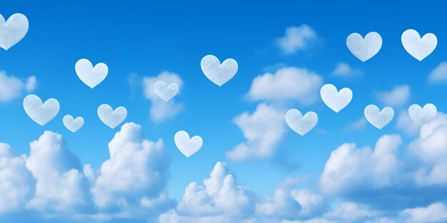 Фото Облака в форме сердца голубое небооблака в виде сердца фона дня святого валентина