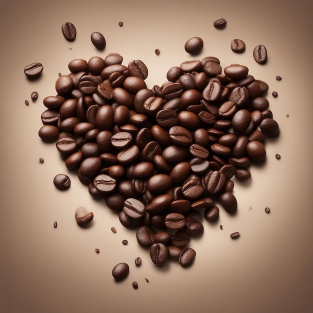 Photo heart shaped coffee beans