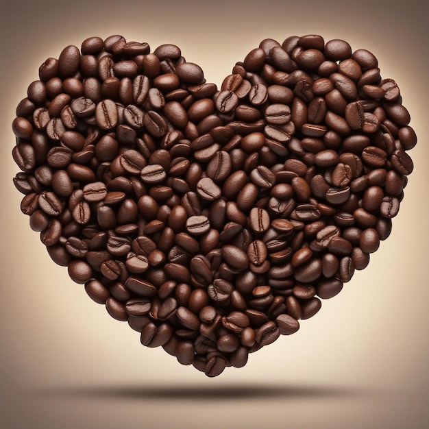 Photo heart shaped coffee beans