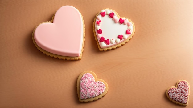 A heart shaped cookie with a heart on the top and a red heart on the bottom.