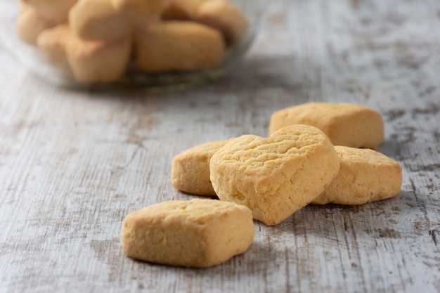 Heart shaped cookies on light rustic background