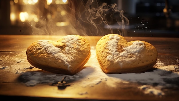 Heart shaped cookies on the table