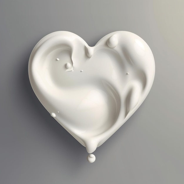 A heart shaped cream milk with a lot of blemishes on it