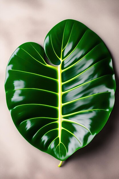 Photo heart shaped dark green leaves of elephant ear or giant taro alocasia macrorrhizos tropical rainf