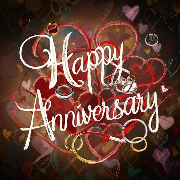 a heart shaped design with hearts and a heart that says happy anniversary