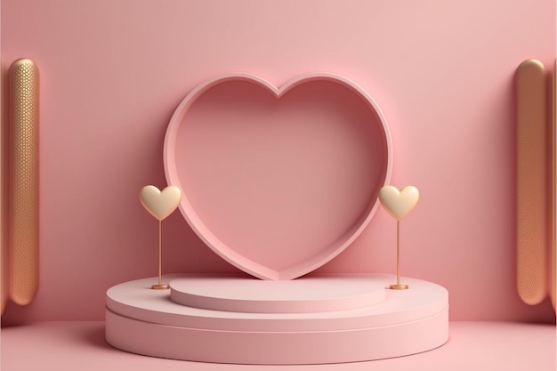 Heart shaped display in a pink room generative ai