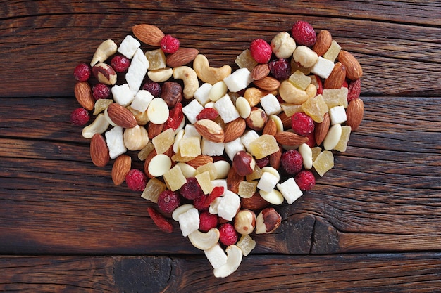 Heart shaped dried fruits