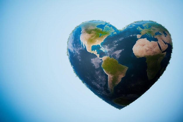 Photo heart shaped earth