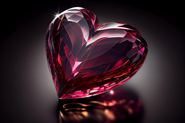 A heart shaped gem is shown on a black background.