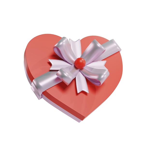 Heart shaped gift box with ribbon