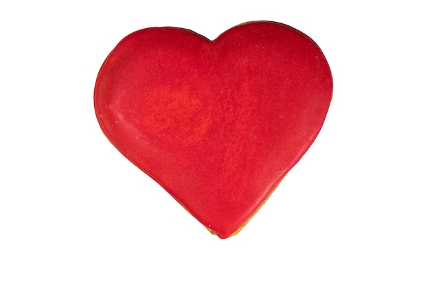 Heart shaped gingerbread cookie isolated on white background