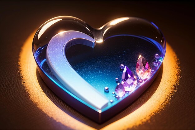 Heart shaped glass crystal special effect crystal clear beautiful background wallpaper