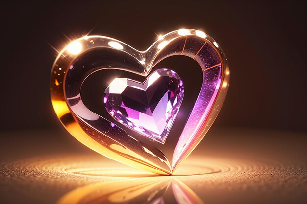 Heart shaped glass crystal special effect crystal clear beautiful background wallpaper