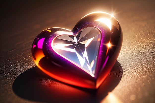 Foto bellissimo sfondo cristallino con effetto speciale in cristallo di vetro a forma di cuore