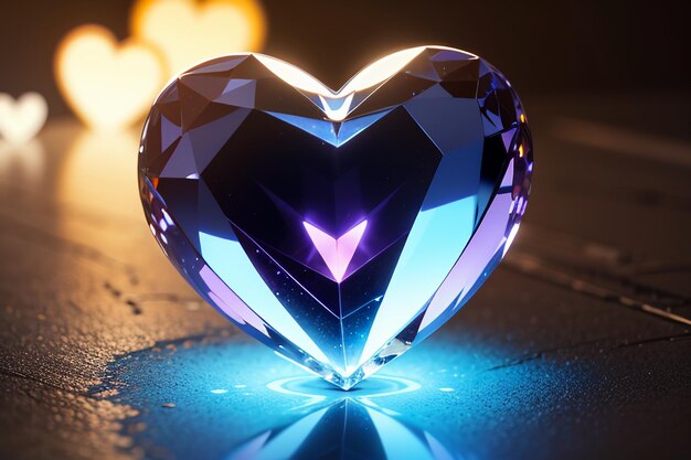 Photo heart shaped glass crystal special effect crystal clear beautiful background wallpaper