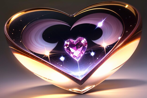 Photo heart shaped glass crystal special effect crystal clear beautiful background wallpaper