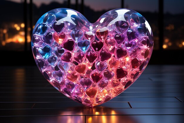 Photo a heart shaped glass heart that says love on it