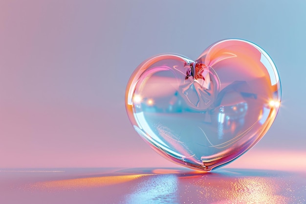 Photo a heart shaped glass with a piece of a heart on itvalentines day 3d heart shape cartoon style love