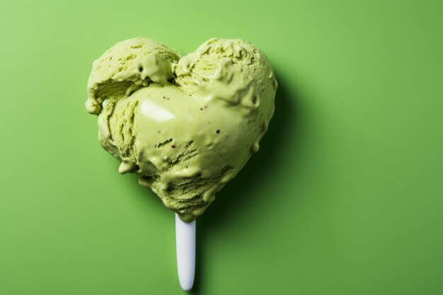 Photo heart shaped green ice cream