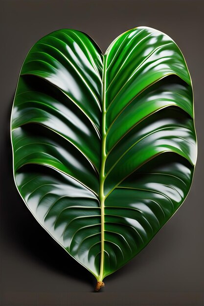 Photo heart shaped green leaves of elephant ear or giant taro alocasia macrorrhizos tropical rainforest