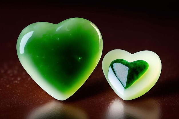 A heart shaped green and white in color