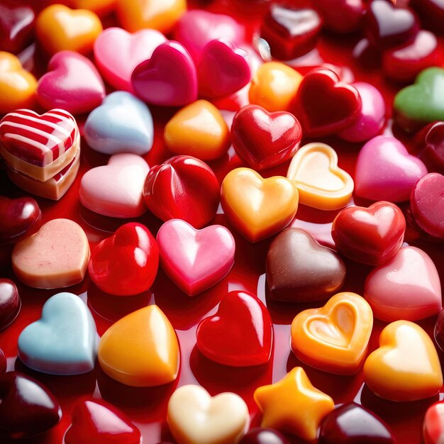 Photo heart shaped hard candies to celebrate romance love and valentines day