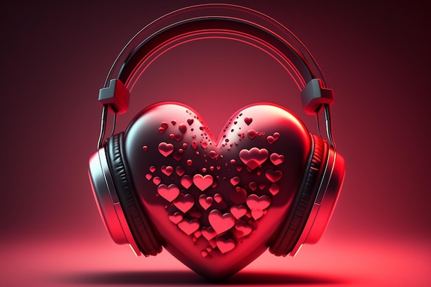 Photo a heart shaped headphone with hearts on it