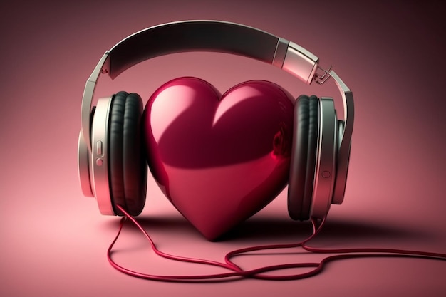 A heart - shaped headphones with the word love on it