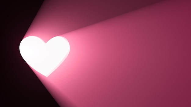 Heart shaped hole Spotlight behind him Abstract background