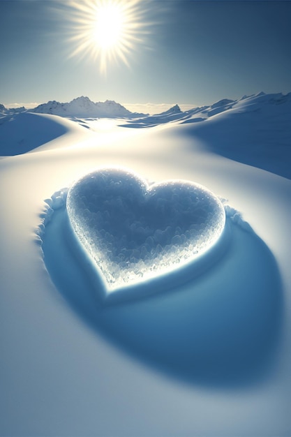 A heart shaped iceberg in the snow