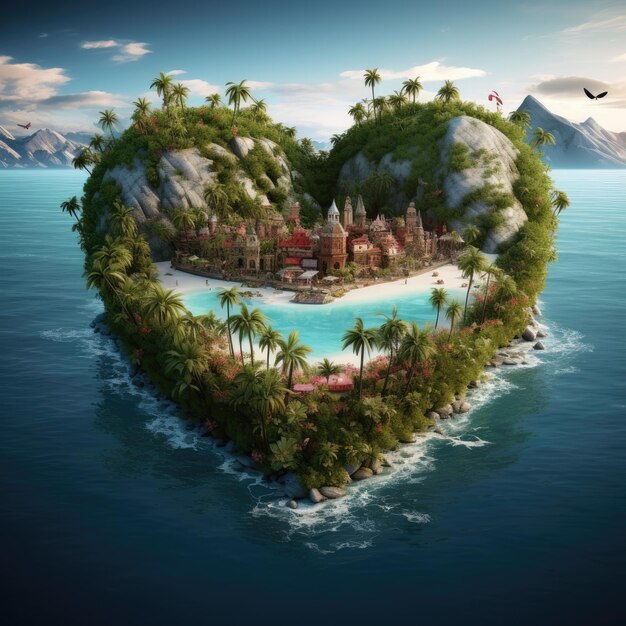 Heart shaped island in the ocean