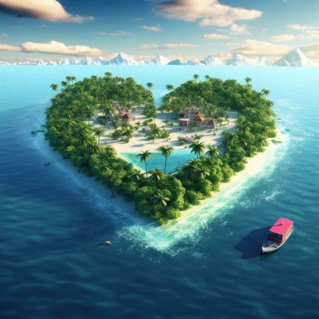 Heart shaped island in the ocean