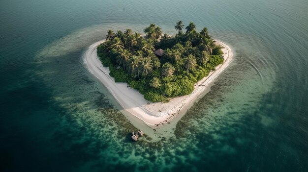 Premium AI Image | Heart shaped island with palm trees and beach ...