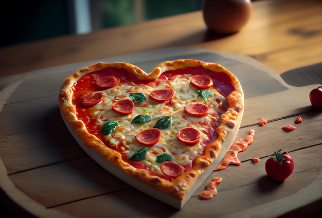 Heart shaped italian pizza delicious pastries