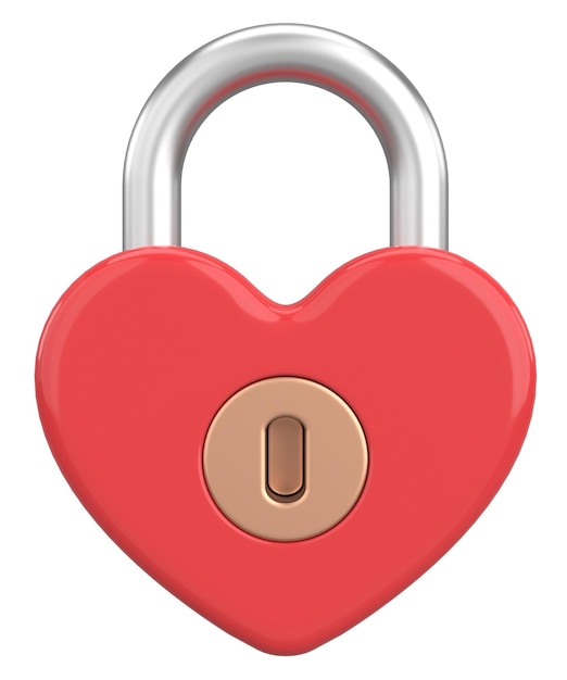 Foto illustrazione 3d della chiave a forma di cuore
