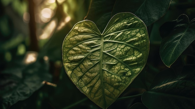 A heart shaped leaf with the word love on it