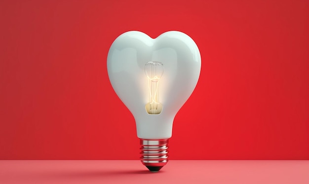 Photo a heart shaped light bulb with a heart on the bottom.