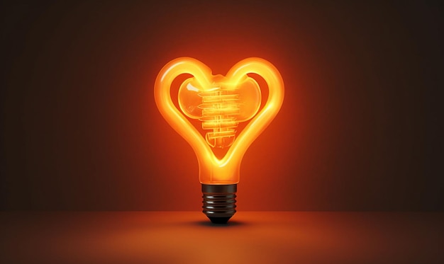 A heart shaped light bulb with a heart shape inside.