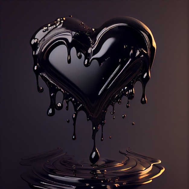 Heart shaped liquid floating on top of a body of water generative ai