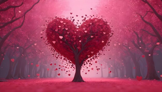 Photo heart shaped love tree wallpaper for valentines day