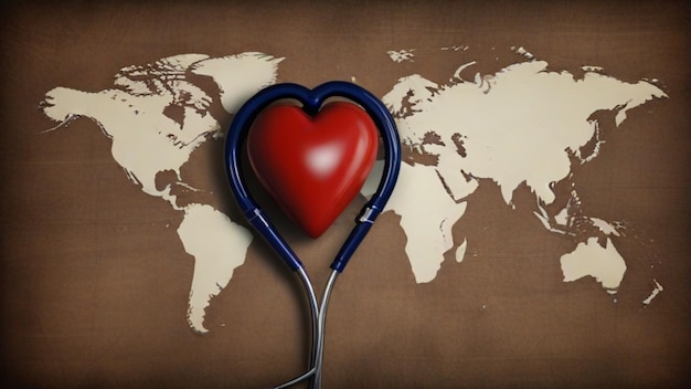 a heart shaped map with a heart on it and a world map