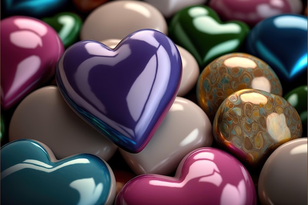 Photo heart shaped marbles tiles texture valentines defocus and blurred transparent visual volume