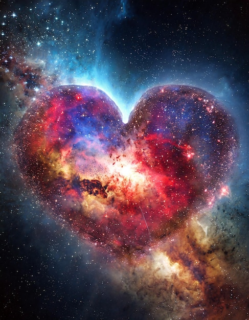 Foto nebulosa a forma di cuore galassia del cuore simbolo astrologico dell'amore san valentino