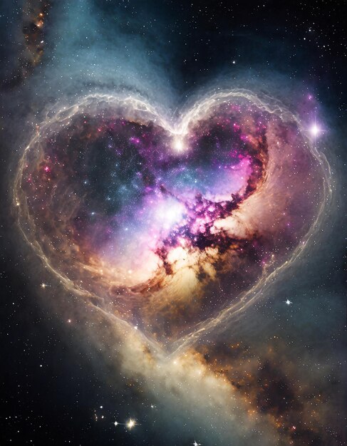 Foto nebulosa a forma di cuore galassia del cuore simbolo astrologico dell'amore san valentino