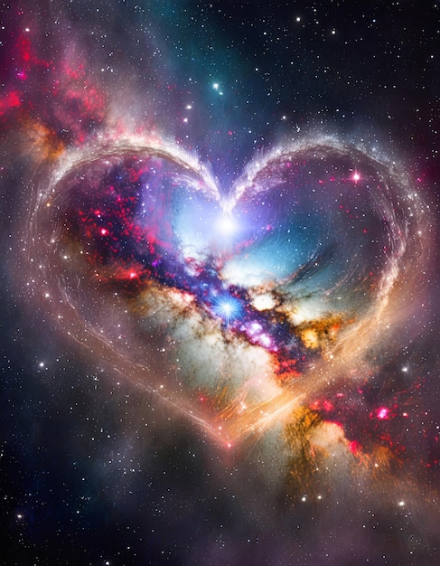 Photo heart shaped nebula heart galaxy astrological symbol of love valentine day