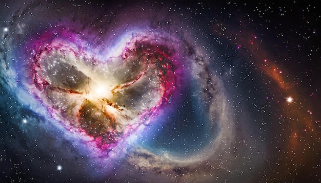 Photo heart shaped nebula heart galaxy astrological symbol of love valentine day